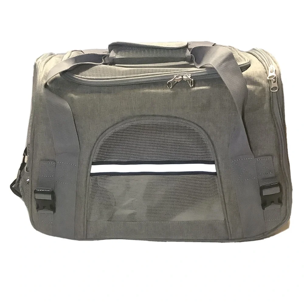 Prodigen Pet Carrier Bag - Medium for small dog or cat gray 17L x 10W x 11H.